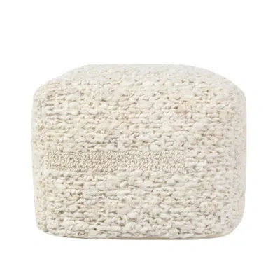 Villa By Classic Home Sinclair 18" Wool Blend Fabric Floor Cushion Pouf In Ivory