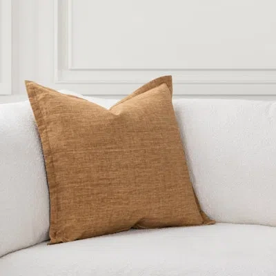 Villa By Classic Home Solstice Belgian Linen Throw Pillow In Brown
