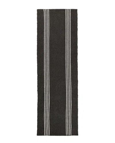 Villa By Classic Home Sorrento Hand Woven Performance Stripe Rug In Black