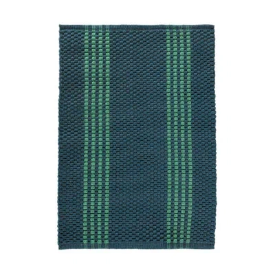 Villa By Classic Home Sorrento Handwoven Performance Stripe Deep Blue Fabric Area Rug In Green;deep Blue