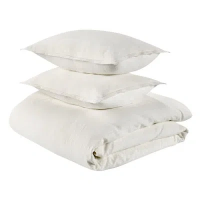 Villa By Classic Home Talia 3-piece Linen Blend Fabric Duvet Set In White
