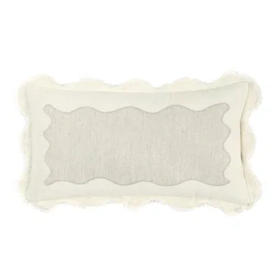 Villa By Classic Home Tollo Applique Design Linen Blend Fabric Pillow In Beige;cream