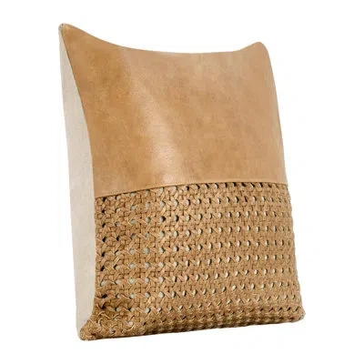Villa By Classic Home Toscano Leather Throw Pillow In Brown;chestnut Brown