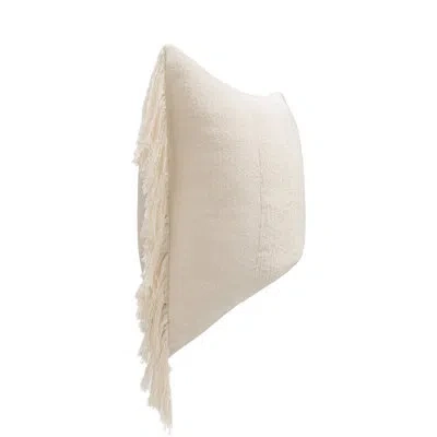 Villa By Classic Home Volta Fringe Linen Blend Throw Pillow In Cream