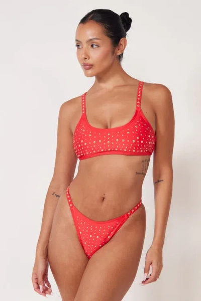 Villa Fresca Cara Bikini Swimsuit Top In Red