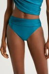 VILLA FRESCA DRAPED HIGH WAIST BIKINI BOTTOMS