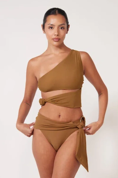 Villa Fresca Remy Bikini Swimsuit Top In Brown
