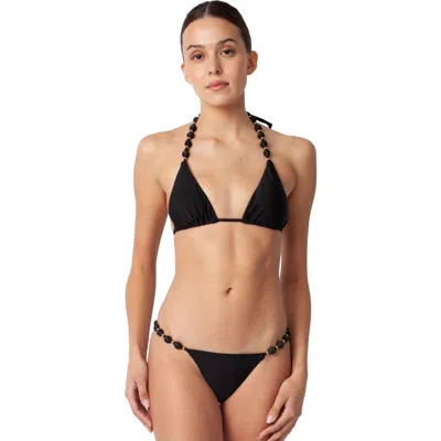 Villa Fresca Sole Beaded Bikini Swimsuit Top In Black