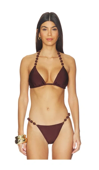 Villa Fresca Sole Triangle Bikini Top In Brown
