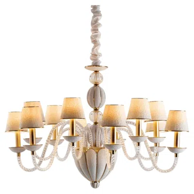Pre-owned Villari Amour 12-light Chandelier By , White Porcelain, Opulent Design