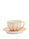 Villari Amour Embossed Tea Cup & Saucer In Gold