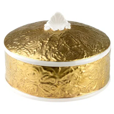 Pre-owned Villari Amour Secret Round Box - Gold In Brown