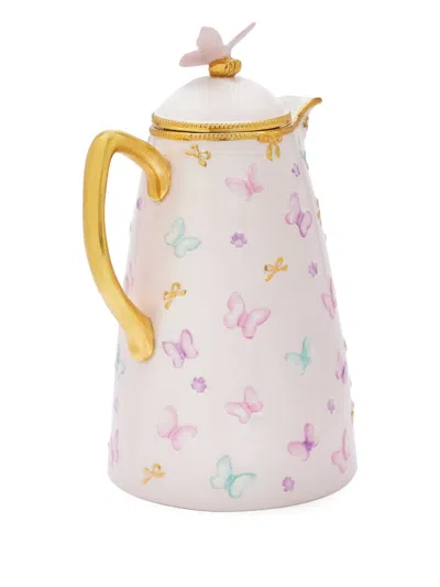 Villari Butterfly Gold-trimmed Thermos (16cm X 22 Cm) In Pink