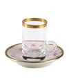 Villari Butterfly Green Teacup And Saucer In Pink