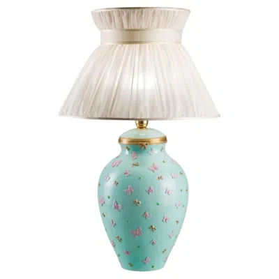 Pre-owned Villari Butterfly Large Classic-style Light-blue Table Lamp In Clear