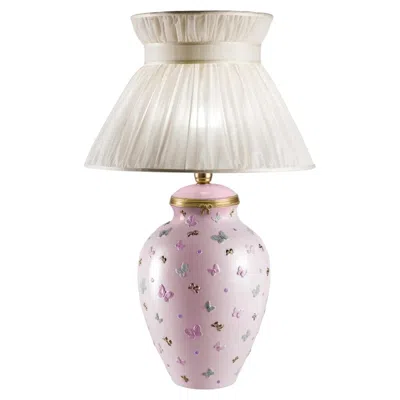 Pre-owned Villari Butterfly Large Classic-style Light-pink Table Lamp In Clear