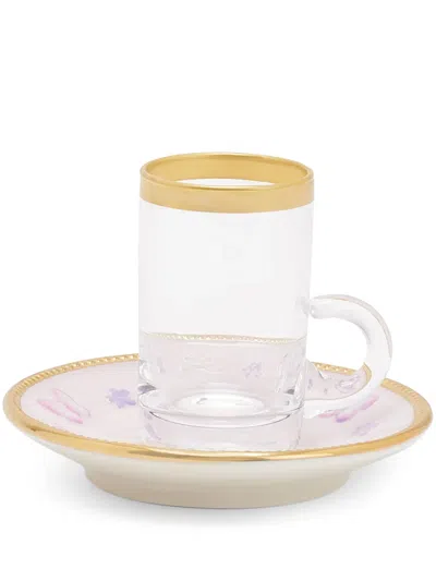 Villari Butterfly Tea Cup And Saucer Set In White