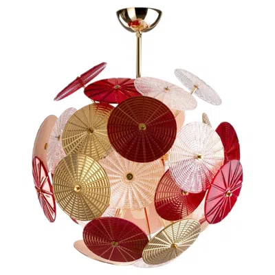 Pre-owned Villari Dandelion 8-light Small Multicolor Chandelier In Beige