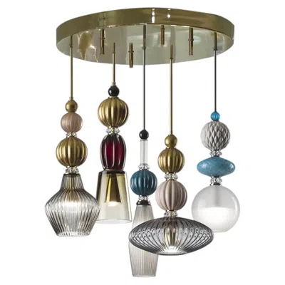Pre-owned Villari Divas 5-light Multicolor Chandelier In Clear