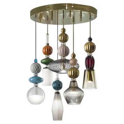 Pre-owned Villari Divas 6-light Multicolor Chandelier In Clear