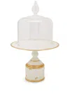Villari Embossed Bow Detailing Cake Stand In White