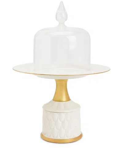 Villari Embossed Pattern Cake Stand In White