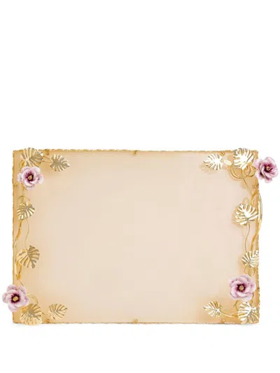 Villari Flower-detailing Tray In Gold