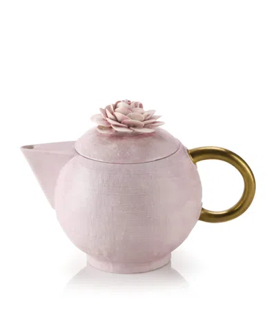 Villari Flower Teapot In Pink