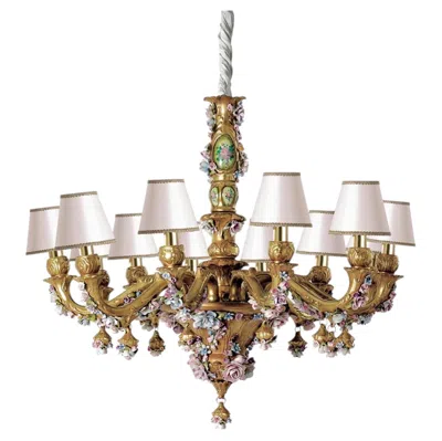 Pre-owned Villari Flowery 12-light Gold Chandelier