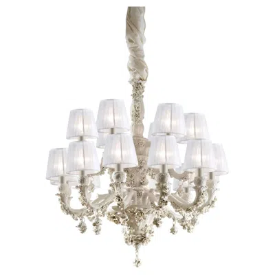 Pre-owned Villari Flowery 17-light White Porcelain Chandelier
