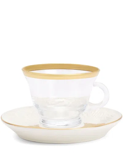 Villari Gold-trimmed Tea Cup And Saucer Set In White