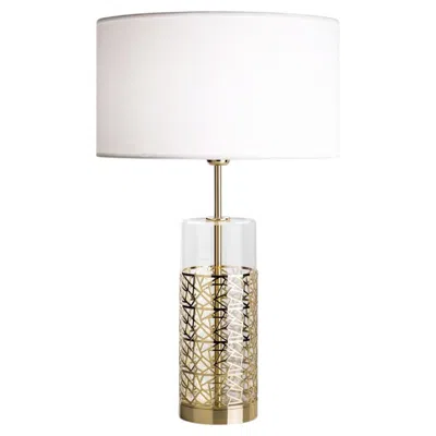 Pre-owned Villari Hiroito Golden Table Lamp In Beige