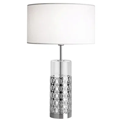 Pre-owned Villari Hiroito Silvery Table Lamp In Clear