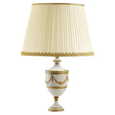 Pre-owned Villari Josephine Small Gold And White Table Lamp