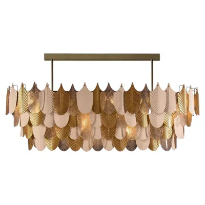 Pre-owned Villari King Peacock Oval Golden/transparent/white Chandelier In Brown