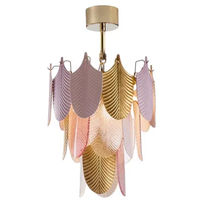 Pre-owned Villari Mignon Peacock 6-light Multicolor Chandelier In Beige