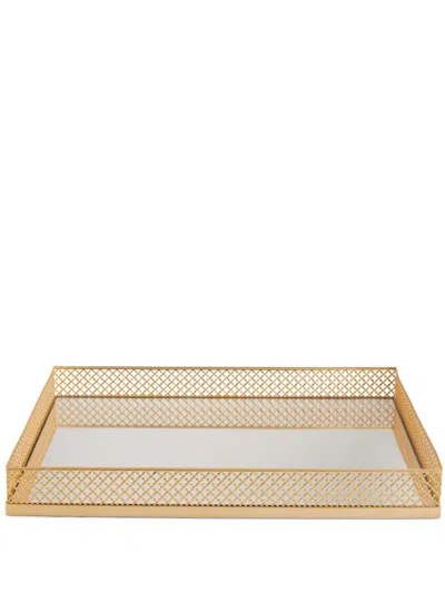 Villari Mirrored Metal Tray In Gold