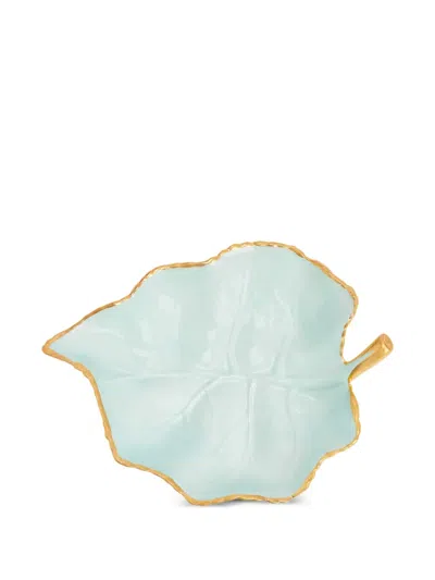 Villari Mulberry Leaf Trinket Tray (13cm X 10cm) In Blue