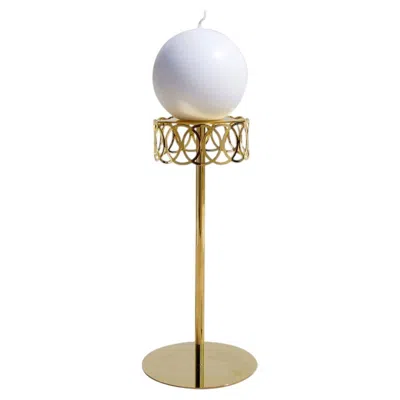 Pre-owned Villari New York Medium Candle Holder In Beige