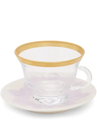 Villari Peacock Cappuccino Cup And Saucer (13 Cm) In Transparent