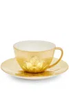 Villari Peacock Tea Cup And Saucer Set In Gold