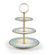 Villari Porcelain Butterflythree-tier Cake Stand In Blue