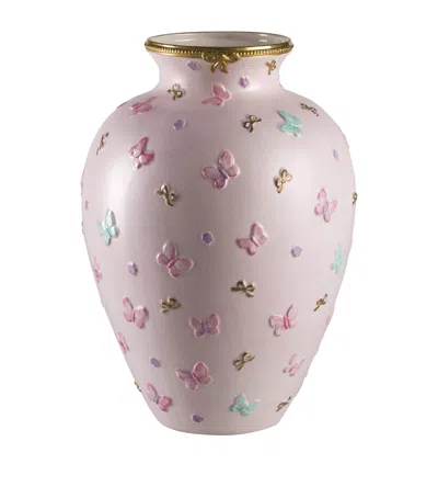 Villari Porcelain Medium Butterfly Vase In Pink
