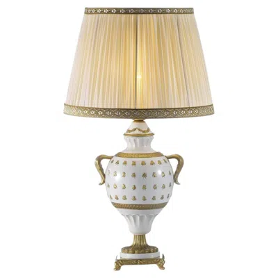 Pre-owned Villari Queen Bee Gold And White Table Lamp
