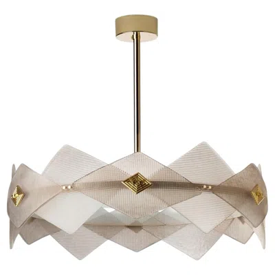 Pre-owned Villari Rhombus 6-light Beige Chandelier In Brown