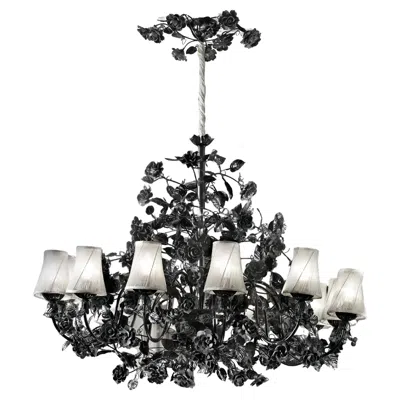 Pre-owned Villari Roses Chandelier 12 Lights In Black