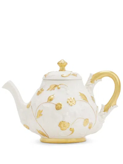 Villari Taormina Floral-relief Teapot In White