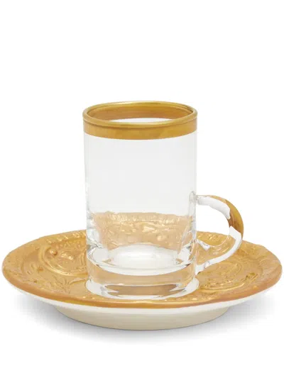 Villari Taormina Tea Cup And Saucer Set In Gold