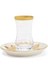 Villari Tea Glass And Saucer Set In Gold