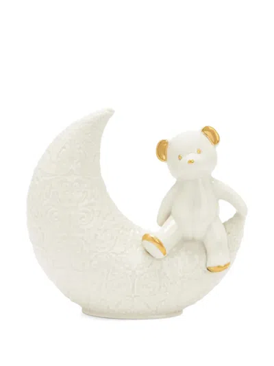 Villari Teddy On The Moon Figurine (12cm X 13cm) In White
